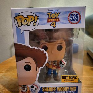 Disney Pixar Toy Story 4 Sheriff Woody Holding Forky Hot Topic Excl Funko Pop